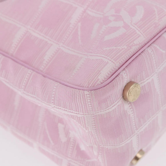 CHANEL New Travel line Hand Bag Nylon Pink Gold CC Auth am11817V