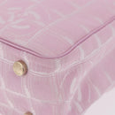 CHANEL New Travel line Hand Bag Nylon Pink Gold CC Auth am11817V-17