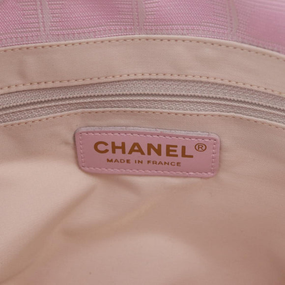 CHANEL New Travel line Hand Bag Nylon Pink Gold CC Auth am11817V