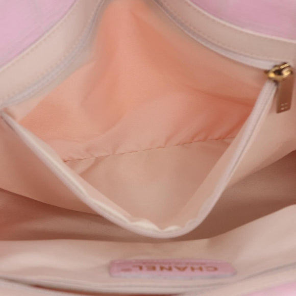 CHANEL New Travel line Hand Bag Nylon Pink Gold CC Auth am11817V