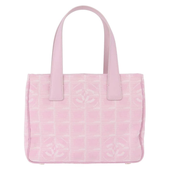 CHANEL New Travel line Hand Bag Nylon Pink Gold CC Auth am11817V