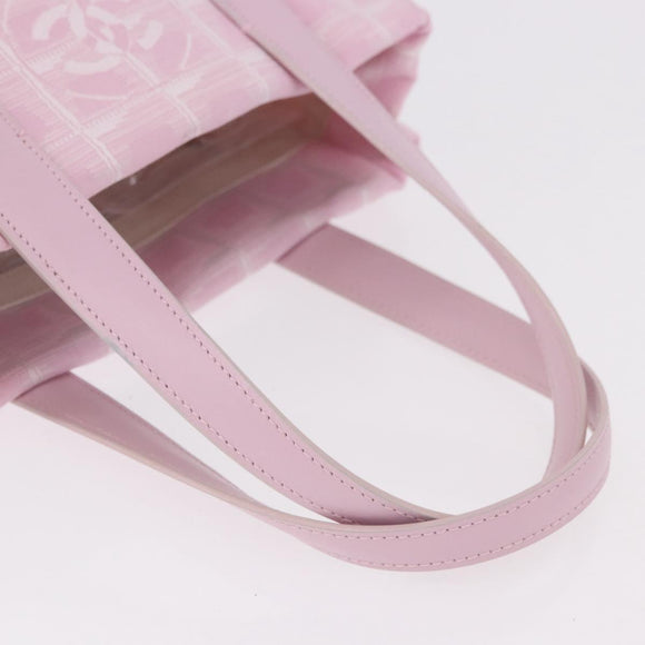 CHANEL New Travel line Hand Bag Nylon Pink Gold CC Auth am11817V