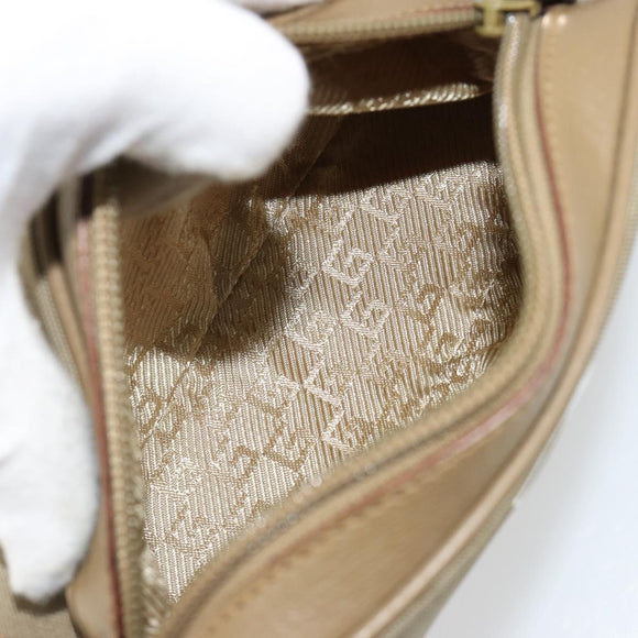 GUCCI Hand Bag Canvas Leather Beige Gold Auth am11836A