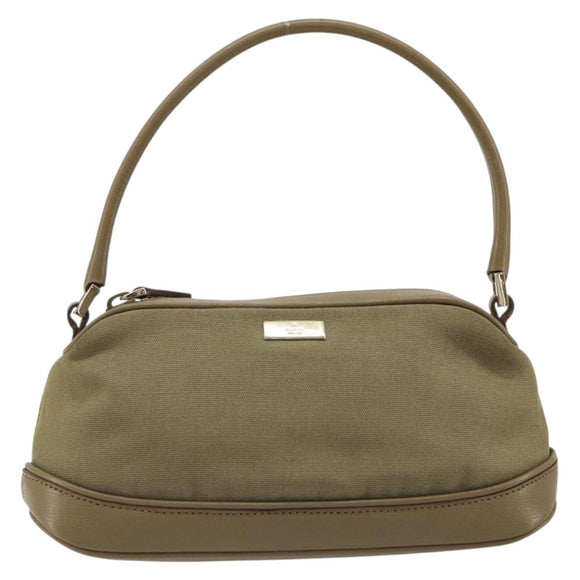 GUCCI Hand Bag Canvas Leather Beige Gold Auth am11836A