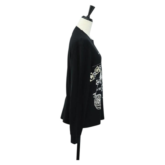 CHANEL CC Camellia Sequin Cut And Sew Shirt Cotton S Black CC Auth am11841M