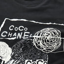 CHANEL CC Camellia Sequin Cut And Sew Shirt Cotton S Black CC Auth am11841M-6