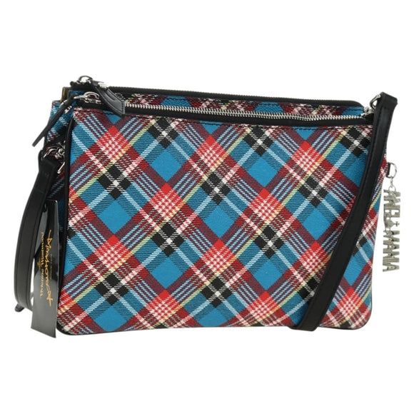 Vivienne Westwood Check Shoulder Bag PVC Multicolor Silver Auth am11842V