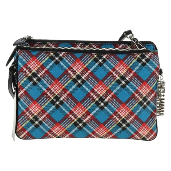 Vivienne Westwood Check Shoulder Bag PVC Multicolor Silver Auth am11842V