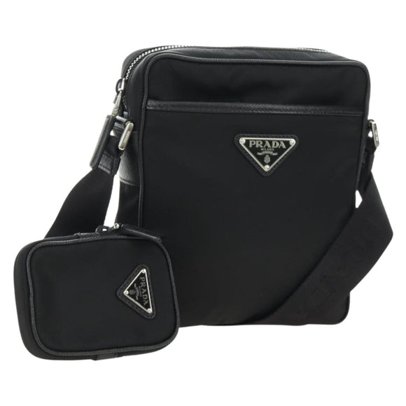 PRADA Shoulder Bag Nylon Black Silver 2VH112 Auth am11844SM