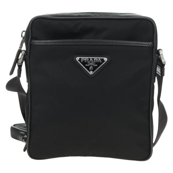 PRADA Shoulder Bag Nylon Black Silver 2VH112 Auth am11844SM