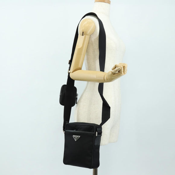 PRADA Shoulder Bag Nylon Black Silver 2VH112 Auth am11844SM