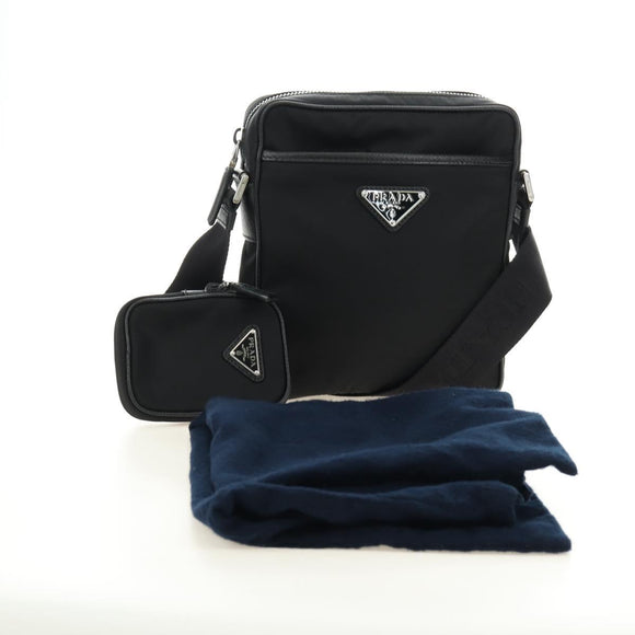 PRADA Shoulder Bag Nylon Black Silver 2VH112 Auth am11844SM