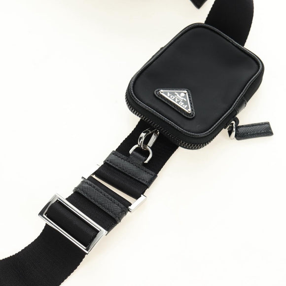 PRADA Shoulder Bag Nylon Black Silver 2VH112 Auth am11844SM