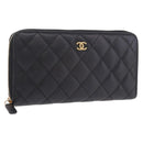 CHANEL Matelasse Long Wallet Caviar Skin Black Gold CC Auth am11846M-1