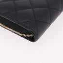 CHANEL Matelasse Long Wallet Caviar Skin Black Gold CC Auth am11846M-16