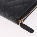 CHANEL Matelasse Long Wallet Caviar Skin Black Gold CC Auth am11846M-17