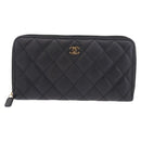 CHANEL Matelasse Long Wallet Caviar Skin Black Gold CC Auth am11846M-13