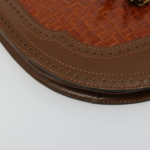 SAINT LAURENT Shoulder Bag Leather Brown Gold Auth am11847A