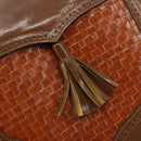 SAINT LAURENT Shoulder Bag Leather Brown Gold Auth am11847A-18