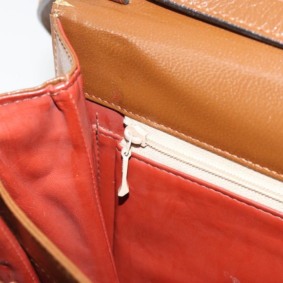 SAINT LAURENT Shoulder Bag Leather Brown Gold Auth am11847A