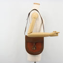 SAINT LAURENT Shoulder Bag Leather Brown Gold Auth am11847A-23