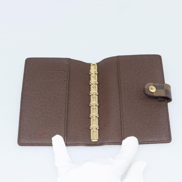 LOUIS VUITTON Damier Ebene Agenda PM Day Planner Cover R20700 LV Auth am11849V