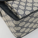 GUCCI GG Supreme Sherry Line Shoulder Bag PVC Navy Gold 904 02 064 Auth am11854-15