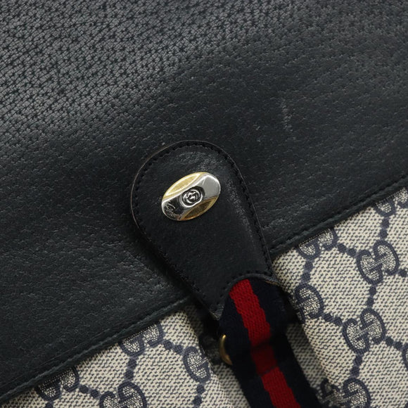 GUCCI GG Supreme Sherry Line Shoulder Bag PVC Navy Gold 904 02 064 Auth am11854