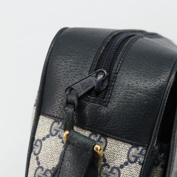 GUCCI GG Supreme Sherry Line Shoulder Bag PVC Navy Gold 904 02 064 Auth am11854