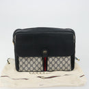 GUCCI GG Supreme Sherry Line Shoulder Bag PVC Navy Gold 904 02 064 Auth am11854-12