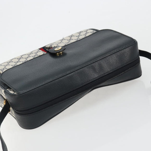 GUCCI GG Supreme Sherry Line Shoulder Bag PVC Navy Gold 904 02 064 Auth am11854