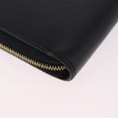 CELINE Round Compact Wallet Leather Black Gold Auth am11856V-10