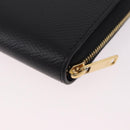 CELINE Round Compact Wallet Leather Black Gold Auth am11856V-11