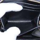 CELINE Round Compact Wallet Leather Black Gold Auth am11856V-16