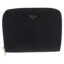 CELINE Round Compact Wallet Leather Black Gold Auth am11856V-2