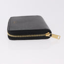 CELINE Round Compact Wallet Leather Black Gold Auth am11856V-5