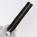 CELINE Round Compact Wallet Leather Black Gold Auth am11856V-6