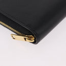 CELINE Round Compact Wallet Leather Black Gold Auth am11856V-8