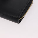 CELINE Round Compact Wallet Leather Black Gold Auth am11856V-9