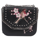 Stella MacCartney Boxbird Shoulder Bag Leather Black Silver 455139 Auth am11857V-2
