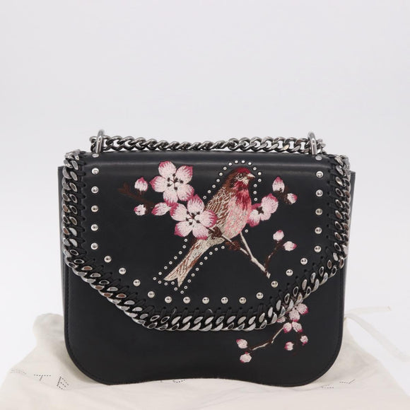 Stella MacCartney Boxbird Shoulder Bag Leather Black Silver 455139 Auth am11857V