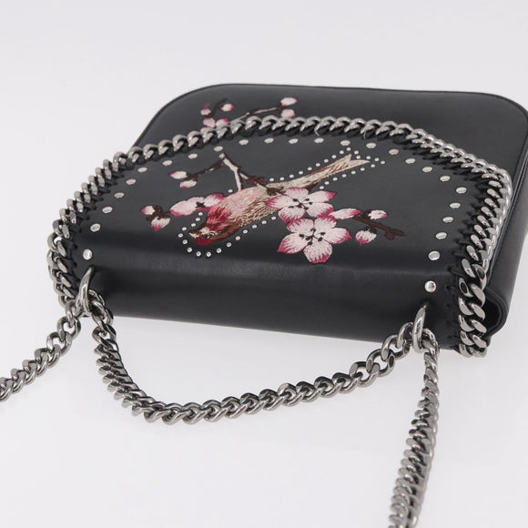 Stella MacCartney Boxbird Shoulder Bag Leather Black Silver 455139 Auth am11857V