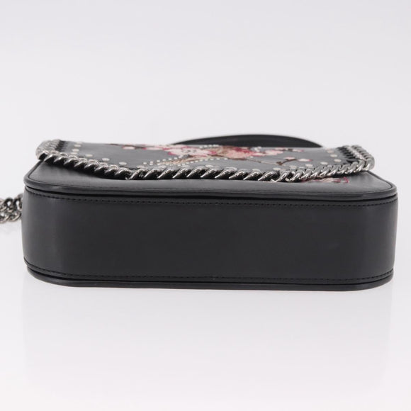 Stella MacCartney Boxbird Shoulder Bag Leather Black Silver 455139 Auth am11857V