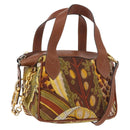 Salvatore Ferragamo Hand Bag Canvas Leather 2way Brown Gold Auth am11858A-1