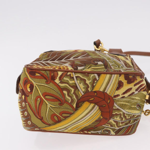 Salvatore Ferragamo Hand Bag Canvas Leather 2way Brown Gold Auth am11858A