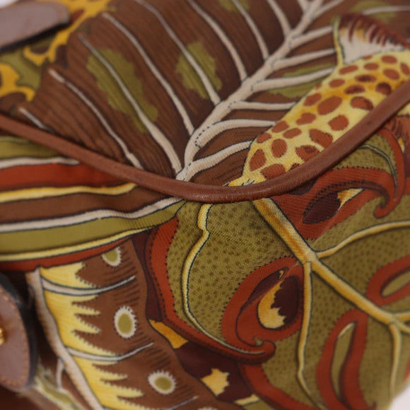 Salvatore Ferragamo Hand Bag Canvas Leather 2way Brown Gold Auth am11858A