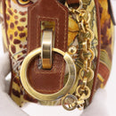 Salvatore Ferragamo Hand Bag Canvas Leather 2way Brown Gold Auth am11858A-19