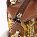 Salvatore Ferragamo Hand Bag Canvas Leather 2way Brown Gold Auth am11858A-10