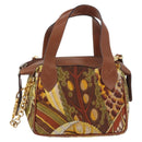 Salvatore Ferragamo Hand Bag Canvas Leather 2way Brown Gold Auth am11858A-13