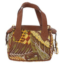 Salvatore Ferragamo Hand Bag Canvas Leather 2way Brown Gold Auth am11858A-2